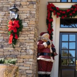 Olympia Pine Prelit Commercial LED Teardrop Christmas Greenery, Warm White Lights -Xmas Lights Store lifestyle olympia garland teardrop lamppost scene