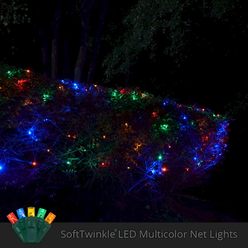5mm Multicolor SoftTwinkle LED Net Lights, Green Wire 70 Lights, 4' X 6' Net 5 5mm Multicolor SoftTwinkle LED Net Lights, Green Wire 70 Lights, 4' X 6' Net - Image 3