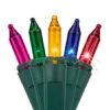 140 Multi Color Chasing Mini Lights, 4" Spacing, Green Wire -Xmas Lights Store multicolor standard chasing mini lights