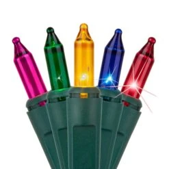 140 Multi Color Chasing Mini Lights, 4" Spacing, Green Wire