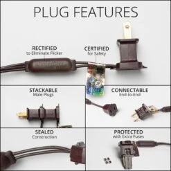 5mm Red LED StretchNet Pro Tree Wrap Lights, Brown Wire 50 Lights, Stretches To 37" Around -Xmas Lights Store plug brown wire