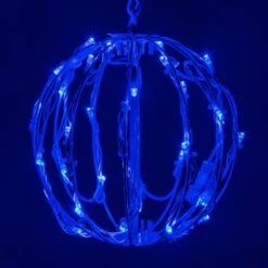 Blue LED Christmas Light Ball, Fold Flat White Frame