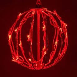 Red LED Christmas Light Ball, Fold Flat White Frame