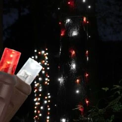 5mm Red, Cool White LED StretchNet Pro Tree Wrap Lights, Brown Wire