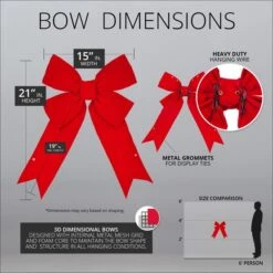 Red Imperial 3D Velvet Christmas Bow -Xmas Lights Store red 3d velvet 15 dims