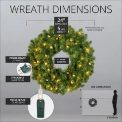 Sequoia Fir Prelit Commercial Christmas Wreath, Clear Lights 13 Sequoia Fir Prelit Commercial Christmas Wreath, Clear Lights -Xmas Lights Store sequoia dims incan 24