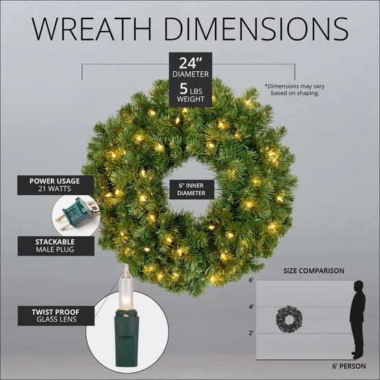 Sequoia Fir Prelit Commercial Christmas Wreath, Clear Lights 7 Sequoia Fir Prelit Commercial Christmas Wreath, Clear Lights - Image 5