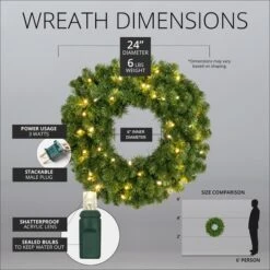 Sequoia Fir Prelit Commercial LED Christmas Wreath, Warm White Lights -Xmas Lights Store sequoia dims led 24