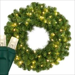 Sequoia Fir Prelit Commercial LED Christmas Wreath, Warm White Lights