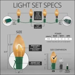 C9 Warm White FlexFilament Commercial LED Shatterproof Vintage Christmas String Lights 12 C9 Warm White FlexFilament Commercial LED Shatterproof Vintage Christmas String Lights -Xmas Lights Store spec comm string lights c9 led flexfilament warm white shatterproof 15ct 15ft
