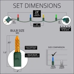 M5 Multi Color LED Christmas Lights 70 Lights, 24 Feet -Xmas Lights Store spec led string lights m5 multi amber 70ct 4spacing