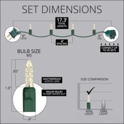 M5 Warm White LED Christmas Lights 50 Lights, 17.3 Feet 17 M5 Warm White LED Christmas Lights 50 Lights, 17.3 Feet -Xmas Lights Store spec led string lights m5 warm white 50ct 4spacing