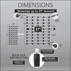 5mm Green LED StretchNet Pro Tree Wrap Lights, Brown Wire 50 Lights, Stretches To 37" Around -Xmas Lights Store spec stretchnets 20x45 45max