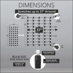 5mm Red LED StretchNet Pro Tree Wrap Lights, Brown Wire 50 Lights, Stretches To 37" Around -Xmas Lights Store spec stretchnets 20x45 90max