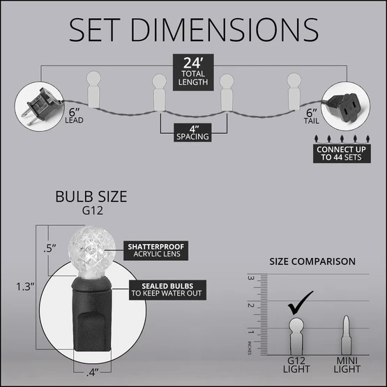 G12 Red LED String Lights 70 Lights, 24 Feet 7 G12 Red LED String Lights 70 Lights, 24 Feet - Image 5