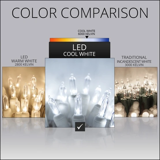 T5 Cool White LED Christmas Tree Lights, White Wire 7 T5 Cool White LED Christmas Tree Lights, White Wire - Image 5