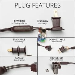 5mm Warm White LED Tree Wrap Lights, Brown Wire 100 Lights, 2' X 6' Net -Xmas Lights Store wgl led plug brown wire 2