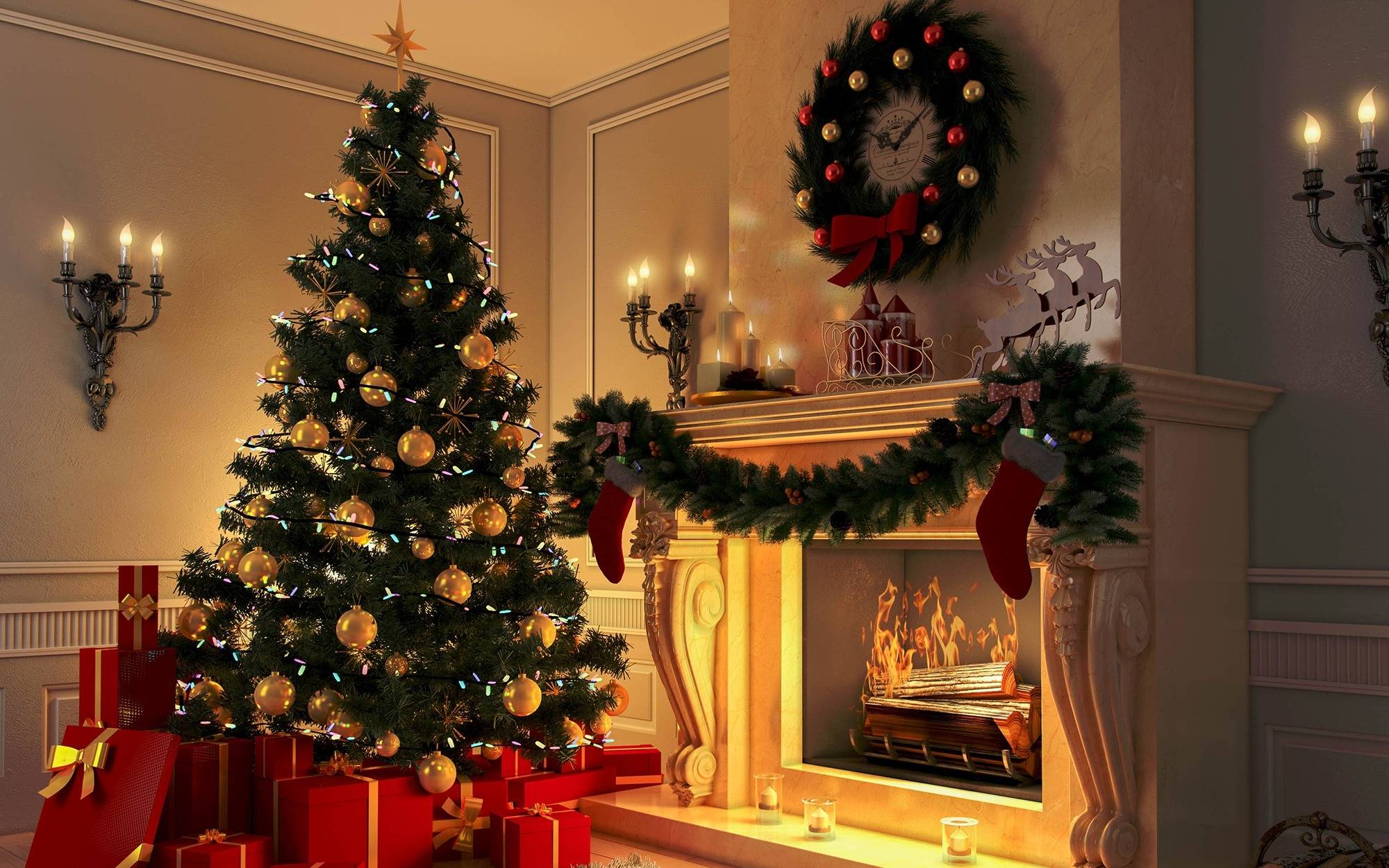 Xmas Lights Store -Xmas Lights Store tree and fireplace Depositphotos 60175073 960x600 33203165